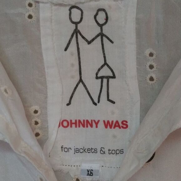 Johnny Was Eyelet Silk Long Sleeve Blouse - Picture 5 of 8